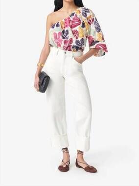 NEW VANESSABRUNO floral glisa long sleeve blouse in white multi